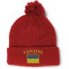 imageCustom Pom Pom Beanies for Women Ukraine Flag Embroidery Skull Cap Flags Winter Hats for Men Acrylic 1 SizeRed Design Only