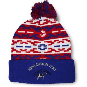 imageCustom Pom Pom Beanies for Women I Love Cows Embroidery Skull Cap Winter Hats for Men Acrylic 1 SizeAmerican Pixel Personalized Text Here