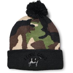 imageCustom Pom Pom Beanies for Women I Love Cows Embroidery Skull Cap Winter Hats for Men Acrylic 1 SizeCamo Design Only