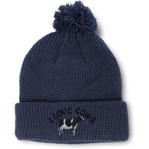 imageCustom Pom Pom Beanies for Women I Love Cows Embroidery Skull Cap Winter Hats for Men Acrylic 1 SizeNavy Design Only