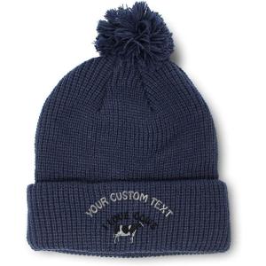 imageCustom Pom Pom Beanies for Women I Love Cows Embroidery Skull Cap Winter Hats for Men Acrylic 1 SizeNavy Personalized Text Here