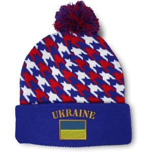 imageCustom Pom Pom Beanies for Women Ukraine Flag Embroidery Skull Cap Flags Winter Hats for Men Acrylic 1 SizeAmerican Stars Design Only