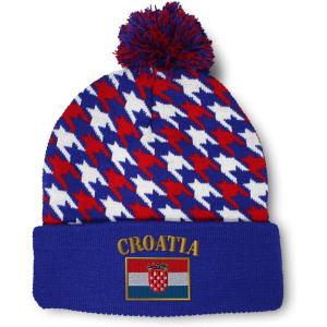 imageSpeedy Pros Pom Pom Beanies for Women Croatia Flag Embroidery Skull Cap Flags Winter Hats for Men Acrylic 1 SizeAmerican Stars Design Only