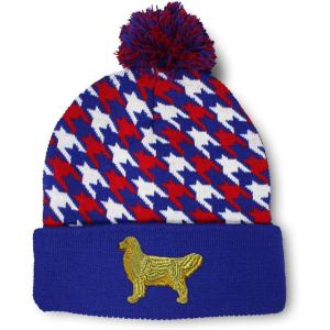 imageCustom Pom Pom Beanies for Women Golden Retriever Dog C Embroidery Skull Cap Winter Hats for Men 1 SizeAmerican Stars Design Only