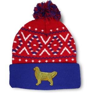 imageCustom Pom Pom Beanies for Women Golden Retriever Dog C Embroidery Skull Cap Winter Hats for Men 1 SizeAmerican X Design Only