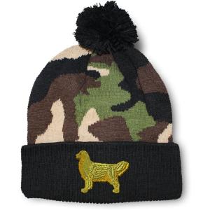 imageCustom Pom Pom Beanies for Women Golden Retriever Dog C Embroidery Skull Cap Winter Hats for Men 1 SizeCamo Design Only
