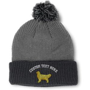 imageCustom Pom Pom Beanies for Women Golden Retriever Dog C Embroidery Skull Cap Winter Hats for Men 1 SizeGrey Black Personalized Text Here
