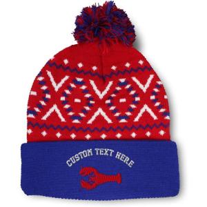 imagePom Pom Beanies for Women Lobster B Embroidery Skull Cap Winter Hats for Men Acrylic 1 SizeAmerican X Personalized Text Here