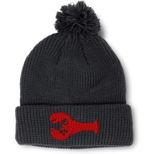 imagePom Pom Beanies for Women Lobster B Embroidery Skull Cap Winter Hats for Men Acrylic 1 SizeBlack Design Only