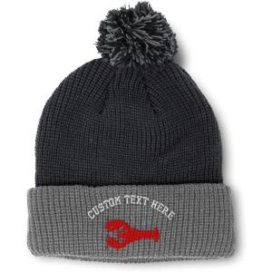 imagePom Pom Beanies for Women Lobster B Embroidery Skull Cap Winter Hats for Men Acrylic 1 SizeBlack Grey Personalized Text Here