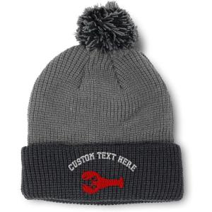 imagePom Pom Beanies for Women Lobster B Embroidery Skull Cap Winter Hats for Men Acrylic 1 SizeGrey Black Personalized Text Here