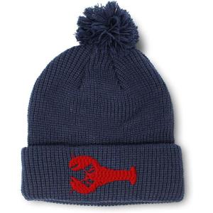 imagePom Pom Beanies for Women Lobster B Embroidery Skull Cap Winter Hats for Men Acrylic 1 SizeNavy Design Only