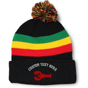 imagePom Pom Beanies for Women Lobster B Embroidery Skull Cap Winter Hats for Men Acrylic 1 SizeRasta Personalized Text Here