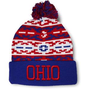 imageCustom Pom Pom Beanies for Women Ohio State USA America B Embroidery Skull Cap Winter Hats for Men 1 SizeAmerican Pixel Design Only
