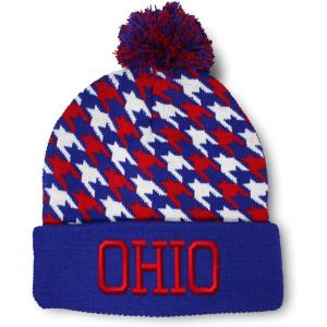 imageCustom Pom Pom Beanies for Women Ohio State USA America B Embroidery Skull Cap Winter Hats for Men 1 SizeAmerican Stars Design Only