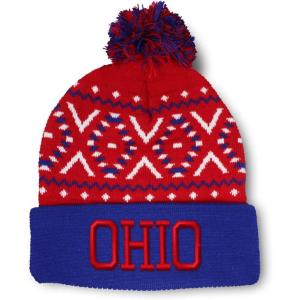 imageCustom Pom Pom Beanies for Women Ohio State USA America B Embroidery Skull Cap Winter Hats for Men 1 SizeAmerican X Design Only