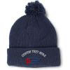 imageCustom Pom Pom Beanies for Women Cuba Cuban Flag Flame Embroidery Skull Cap Winter Hats for Men 1 SizeNavy Personalized Text Here