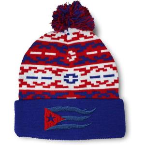 imageCustom Pom Pom Beanies for Women Cuba Cuban Flag Flame Embroidery Skull Cap Winter Hats for Men 1 SizeAmerican Pixel Design Only