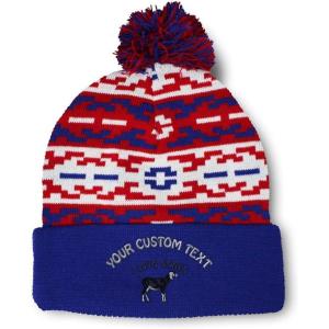 imageCustom Pom Pom Beanies for Women I Love Goats Style A Embroidery Skull Cap Winter Hats for Men 1 SizeAmerican Pixel Personalized Text Here