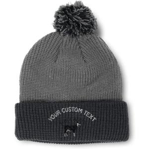 imageCustom Pom Pom Beanies for Women I Love Goats Style A Embroidery Skull Cap Winter Hats for Men 1 SizeGrey Black Personalized Text Here