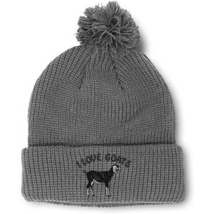 imageCustom Pom Pom Beanies for Women I Love Goats Style A Embroidery Skull Cap Winter Hats for Men 1 SizeLight Grey Design Only
