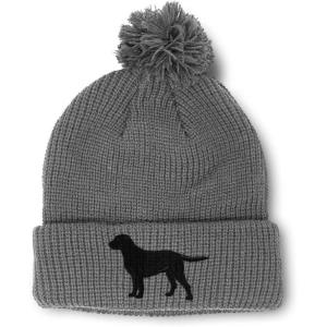 imageSpeedy Pros Pom Pom Beanies for Women Black Labrador Retriever Lab Embroidery Skull Cap Dogs Winter Hats for Men 1 SizeLight Grey Design Only