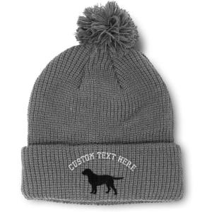 imageSpeedy Pros Pom Pom Beanies for Women Black Labrador Retriever Lab Embroidery Skull Cap Dogs Winter Hats for Men 1 SizeLight Grey Personalized Text Here