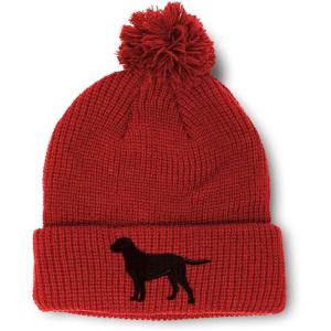 imageSpeedy Pros Pom Pom Beanies for Women Black Labrador Retriever Lab Embroidery Skull Cap Dogs Winter Hats for Men 1 SizeRed Design Only