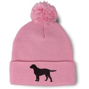 imageSpeedy Pros Pom Pom Beanies for Women Black Labrador Retriever Lab Embroidery Skull Cap Dogs Winter Hats for Men 1 SizeSoft Pink Design Only