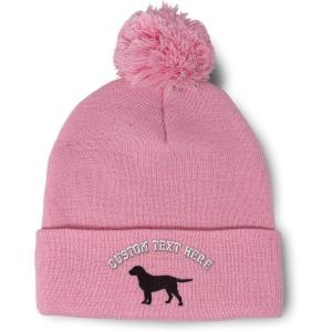 imageSpeedy Pros Pom Pom Beanies for Women Black Labrador Retriever Lab Embroidery Skull Cap Dogs Winter Hats for Men 1 SizeSoft Pink Personalized Text Here