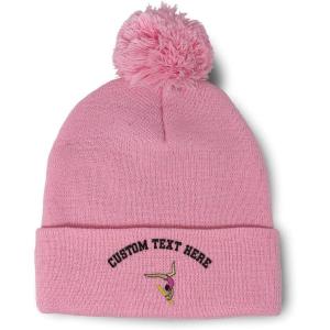 imageCustom Pom Pom Beanies for Women Gymnastics Logo Girl Embroidery Skull Cap Winter Hats for Men 1 SizeSoft Pink Personalized Text Here