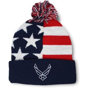 imageSpeedy Pros Pom Pom Beanies for Women Air Force Emblem Embroidery Skull Cap Winter Hats for Men Acrylic 1 SizeAmerican Flag Design Only