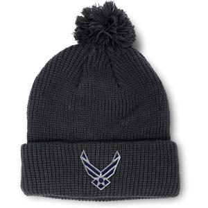 imageSpeedy Pros Pom Pom Beanies for Women Air Force Emblem Embroidery Skull Cap Winter Hats for Men Acrylic 1 SizeBlack Design Only