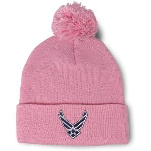 imageSpeedy Pros Pom Pom Beanies for Women Air Force Emblem Embroidery Skull Cap Winter Hats for Men Acrylic 1 SizeSoft Pink Design Only