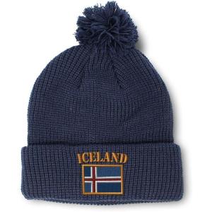 imageCustom Pom Pom Beanies for Women Iceland Flag Embroidery Skull Cap Flags Winter Hats for Men Acrylic 1 SizeNavy Design Only