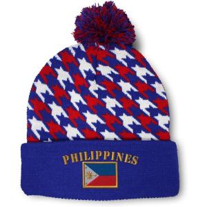 imageCustom Pom Pom Beanies for Women Philippines Flag Embroidery Skull Cap Winter Hats for Men Acrylic 1 SizeAmerican Stars Design Only