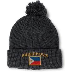 imageCustom Pom Pom Beanies for Women Philippines Flag Embroidery Skull Cap Winter Hats for Men Acrylic 1 SizeBlack Design Only