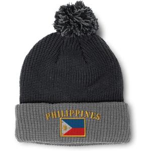 imageCustom Pom Pom Beanies for Women Philippines Flag Embroidery Skull Cap Winter Hats for Men Acrylic 1 SizeBlack Grey Design Only