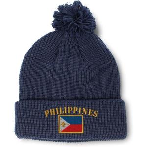 imageCustom Pom Pom Beanies for Women Philippines Flag Embroidery Skull Cap Winter Hats for Men Acrylic 1 SizeNavy Design Only