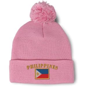 imageCustom Pom Pom Beanies for Women Philippines Flag Embroidery Skull Cap Winter Hats for Men Acrylic 1 SizeSoft Pink Design Only