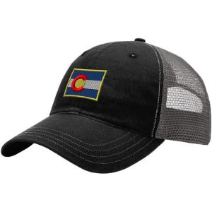 imageColorado Flag State Embroidery Design Richardson Cotton Front and Mesh Back Cap BlackCharcoal