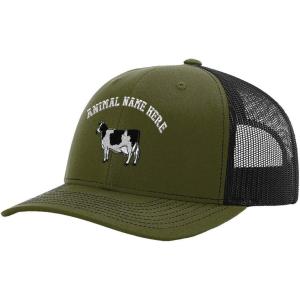 imageCustom Richardson Trucker Hat Cow A Embroidery Animal Name Baseball Mesh CapLodenBlack