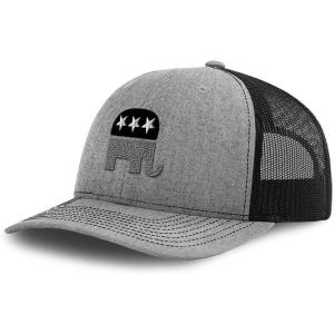 imageCustom Richardson Trucker Hat Republican Elephant B Embroidery Baseball CapHeather Grey Black Design Only