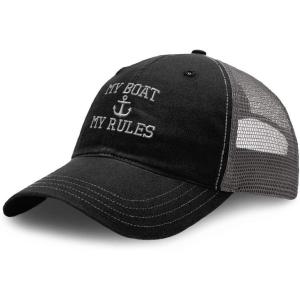 imageRichardson Trucker Mesh Hat My Boat Rules Anchor Captain A Embroidery SnapbackBlack Charcoal