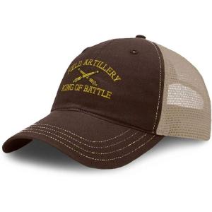 imageRichardson Trucker Mesh Hat Us Army Field Artillery B Embroidery Cotton SnapbackBrown Khaki