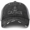 imageDistressed Trucker Hat Captain Boat B Embroidery for Men ampamp Women Black Gray
