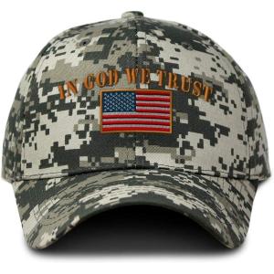 imageCamo Baseball Cap in God We Trust American Flag Embroidery Cotton Strap ClosurePixel Digital Camo