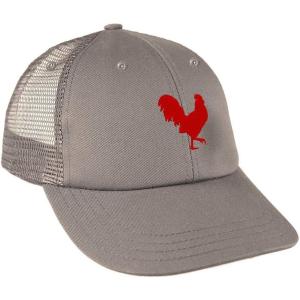 imageCustom Trucker Hat Baseball Cap Red Rooster in A Poultry Embroidery CottonGrey Design Only