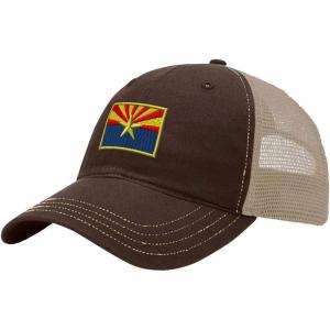 imageCustom Trucker Hat Richardson Arizona State Flag Embroidery Country Name CottonBrownKhaki