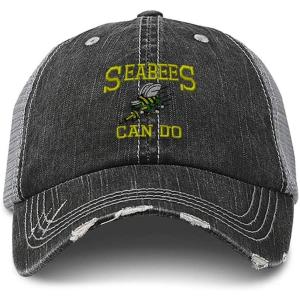 imageSpeedy Pros Distressed Trucker Hat Us Navy Seabees Can Do Embroidery Cotton for Men ampamp Women